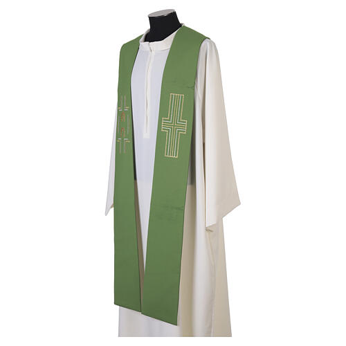 Stole in 100% polyester with cross, Alpha and Omega 3