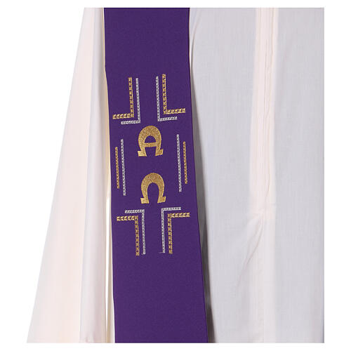 Stole in 100% polyester with cross, Alpha and Omega 9