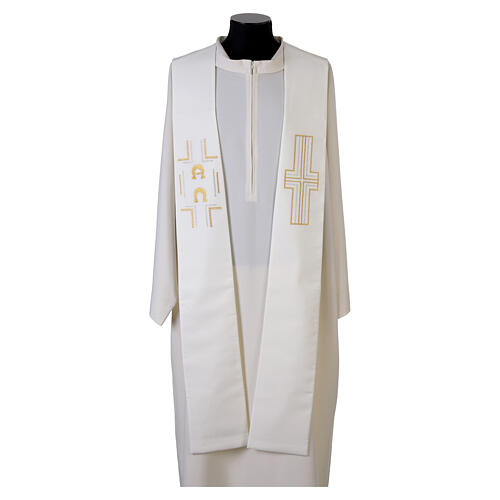 Clergy Stole in 100% polyester with cross, Alpha and Omega 5