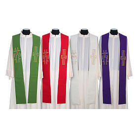 Clergy Stole in 100% polyester with cross and candles