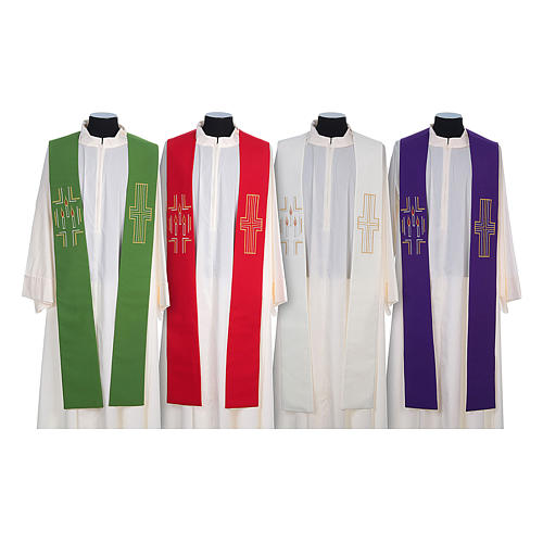 Clergy Stole in 100% polyester with cross and candles 1