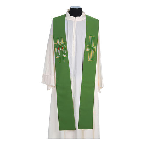 Clergy Stole in 100% polyester with cross and candles 2
