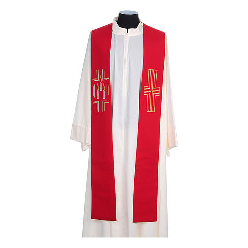Clergy Stole in 100% polyester with cross and candles 3