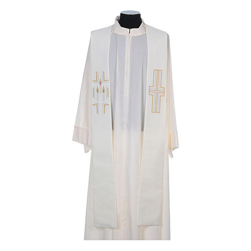 Clergy Stole in 100% polyester with cross and candles 4