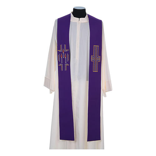 Clergy Stole in 100% polyester with cross and candles 5