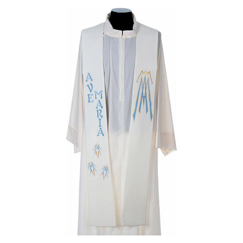 Stole in 100% polyester with Marian embroidery Ave Maria 1
