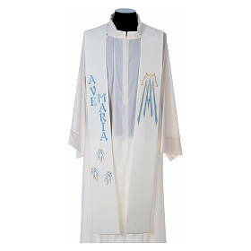 Clergy Stole in 100% polyester with Marian embroidery Ave Maria
