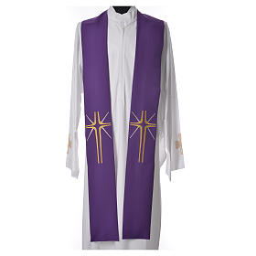 Stole in 100% polyester with cross and rays