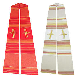 Étoles liturgiques: Etole brodée 100% laine brossée double retors