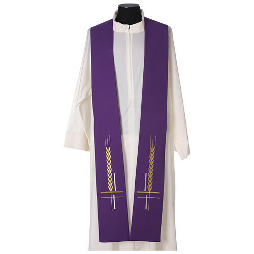 Clergy Stole in 100% polyester with ear of wheat embroidery 1