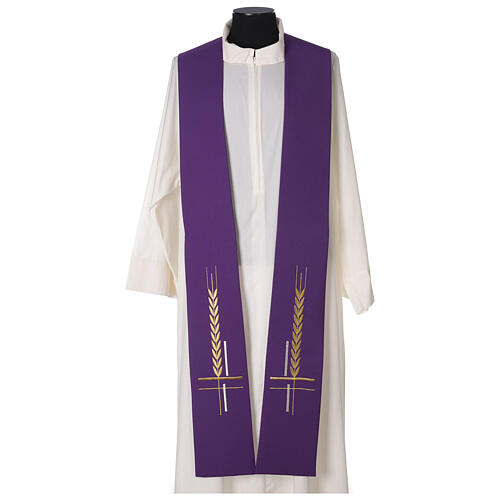 Clergy Stole in 100% polyester with ear of wheat embroidery 10
