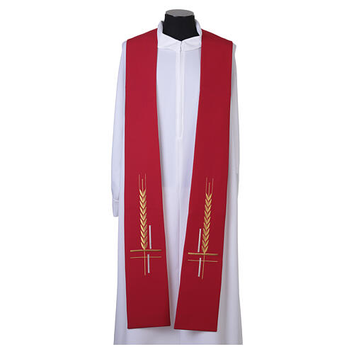 Clergy Stole in 100% polyester with ear of wheat embroidery 11