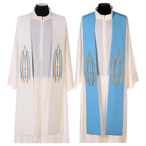 Stole in 100% polyester with Marian embroidery 1