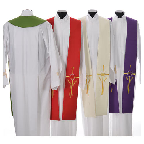 Stole in 100% polyester with IHS, cross and ears of wheat 2