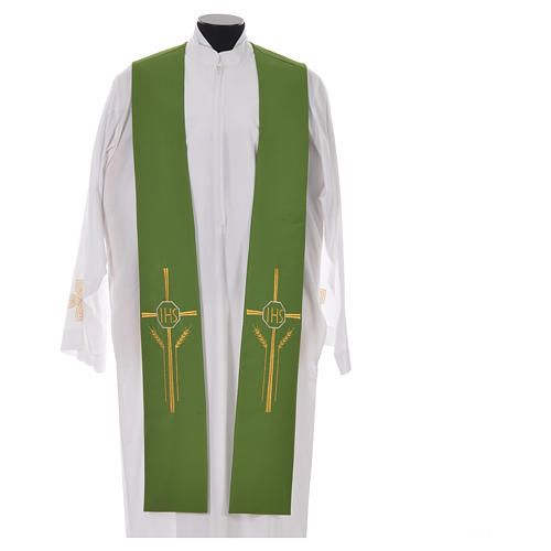 Stole in 100% polyester with IHS, cross and ears of wheat 6