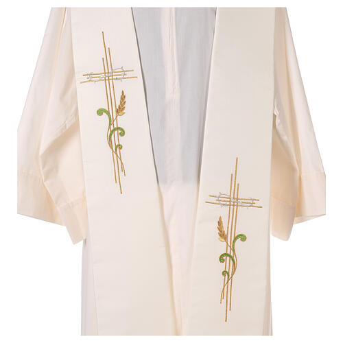 Stole in 100% polyester with cross and ear of wheat 2
