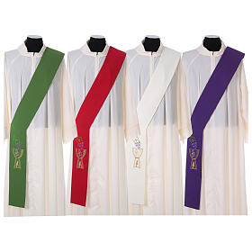 Diaconal stole in polyester with chalice and grapes embroidery