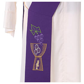 Diaconal stole in polyester with chalice and grapes embroidery