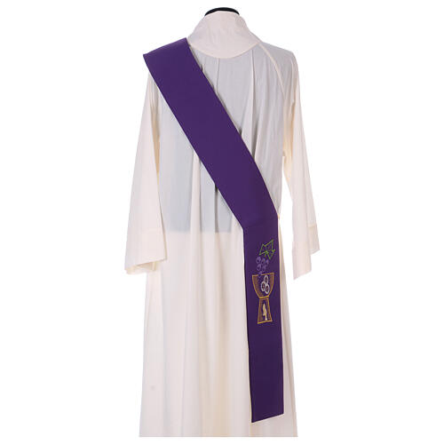 Diaconal stole in polyester with chalice and grapes embroidery 9