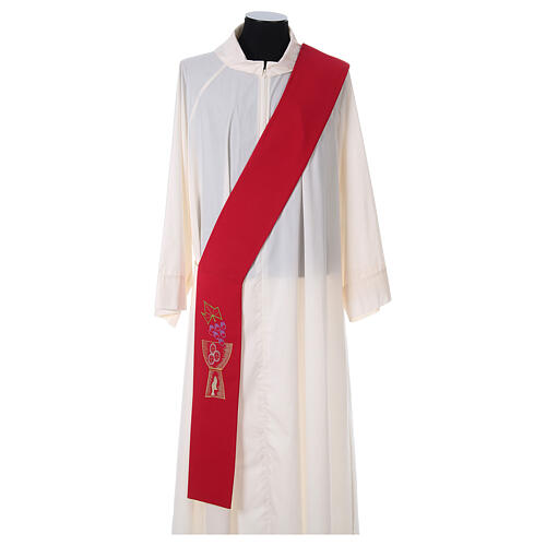 Deacon Stole in polyester with chalice and grapes embroidery 4
