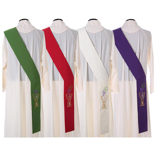 Deacon Stole in polyester with chalice and grapes embroidery 10
