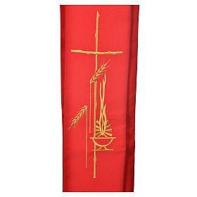 Priesterstolen: Diakon Stola mit Laterne Kreuz und Weizenähre aus Polyester Priesterstolen: Diakon Stola mit Laterne Kreuz und Weizenähre aus Polyester