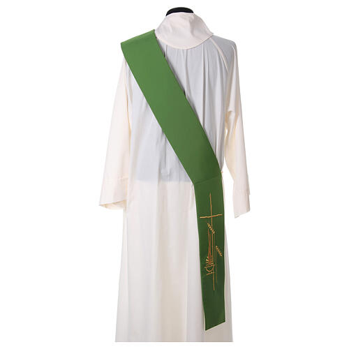 Diaconal stole in polyester with lamp, cross, ear of wheat embro 7