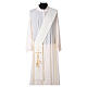 Stole for Deacon in polyester with lamp, cross, ear of wheat embroidery s5