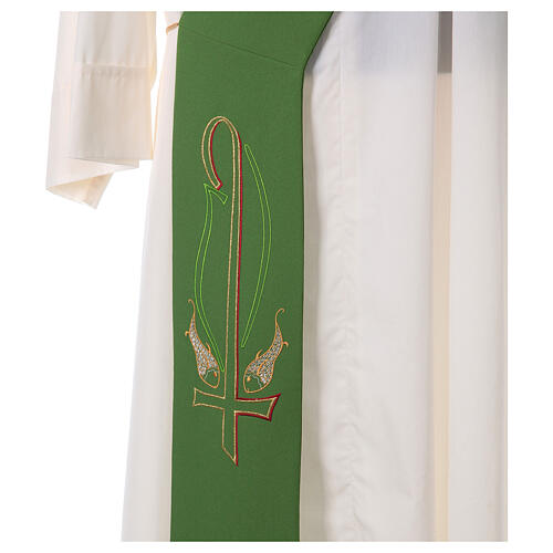 Diaconal stole in polyester with fish embroidery 2