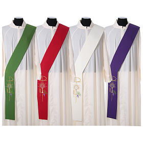 Deacon Stole in polyester with chalice, host and grapes
