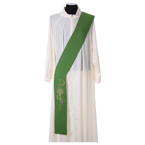 Deacon Stole in polyester with chalice, host and grapes 3