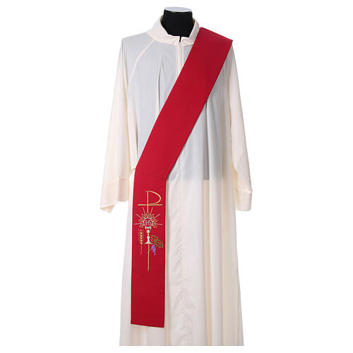 Deacon Stole in polyester with chalice, host and grapes 4