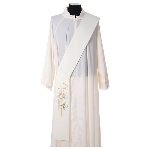 Deacon Stole in polyester with chalice, host and grapes 5