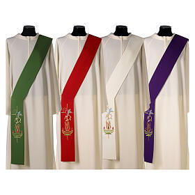 Diaconal stole in 100% polyester, lamp, Alpha and Omega