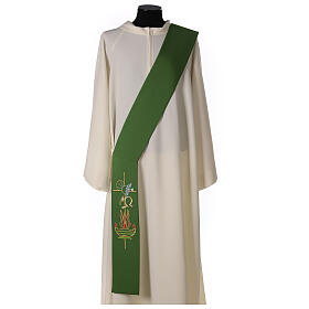 Diaconal stole in 100% polyester, lamp, Alpha and Omega
