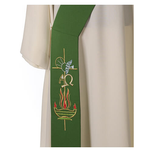 Diaconal stole in 100% polyester, lamp, Alpha and Omega 3