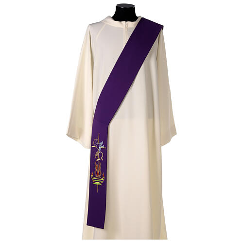 Diaconal stole in 100% polyester, lamp, Alpha and Omega 8