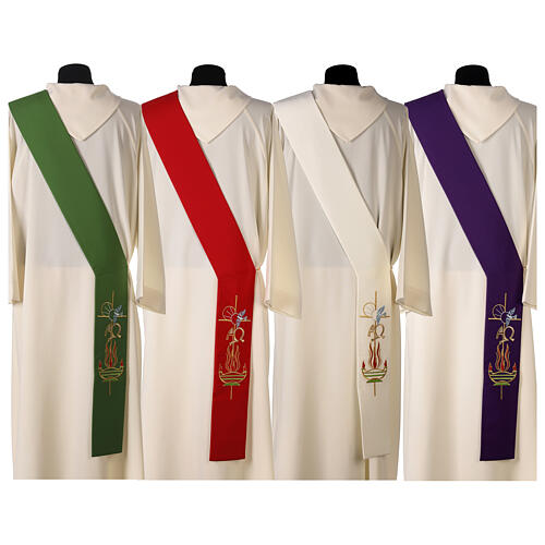 Holyart Stola Da Diacono Double Face Verde E Viola, Tessuto Poliestere Con Spighe E Uva, Made In Italy
