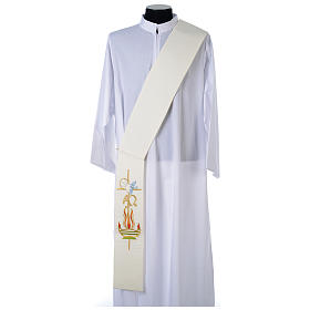 Deacon Stole in 100% polyester, lamp, Alpha and Omega