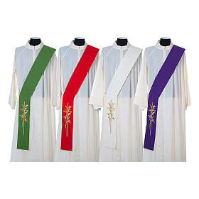 Diaconal stole in 100% polyester, cross and ears of wheat