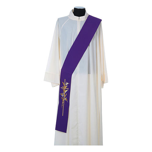 Diaconal stole in 100% polyester, cross and ears of wheat 5