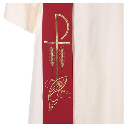 Etole pour diacre 100% polyester pains et poissons, Chi-Rho 5