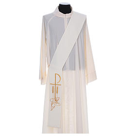 Deacon Stole in polyester with Fish and Loaves and Chi-rho