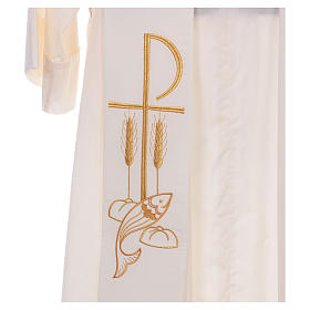 Deacon Stole in polyester with Fish and Loaves and Chi-rho