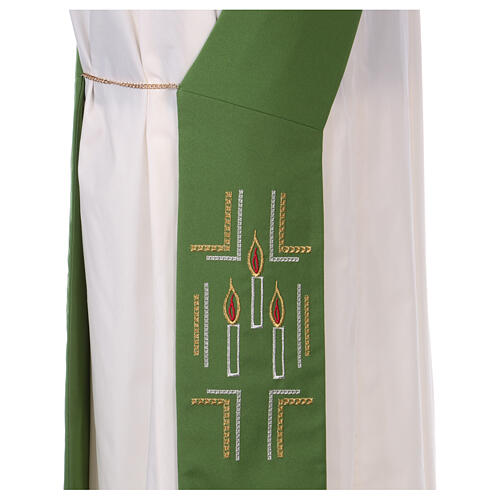 Diaconal stole in polyester with candles embroidery 2