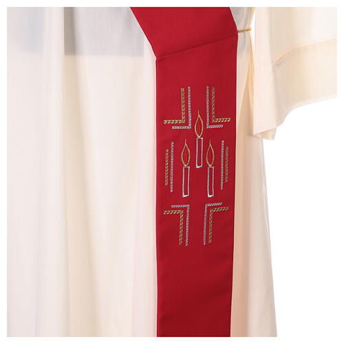 Diaconal stole in polyester with candles embroidery 4