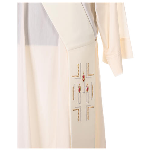 Diaconal stole in polyester with candles embroidery 4