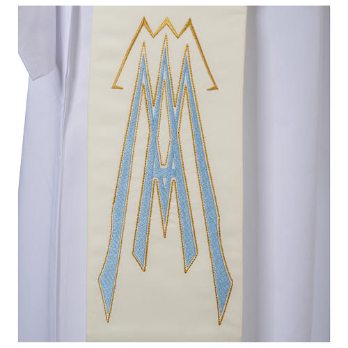 Deacon Stole in polyester with Marian symbol 3