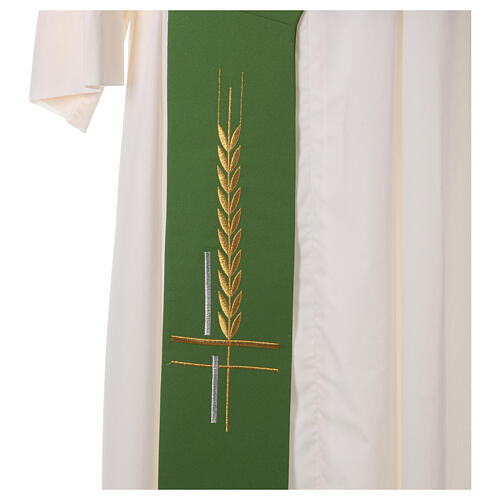 Diaconal stole in polyester, cross and ear of wheat embroidery 2