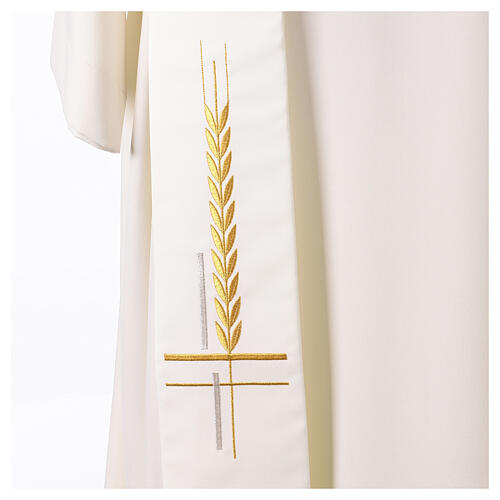 Diaconal stole in polyester, cross and ear of wheat embroidery 6